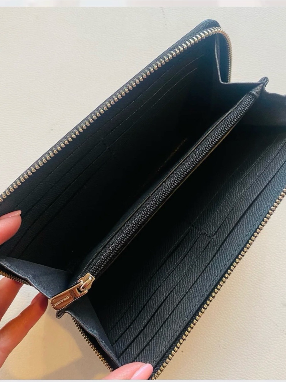Coach Metallic Charcoal Zip Wallet - Picture 2 of 7